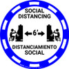 Social Distancing Bilingual - Casino Blue - Floor Sign Social Distancing Bilingual - Casino Blue - Floor Sign