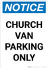 Notice: Church Van Parking Only Portrait