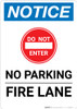 Notice: Do Not Enter - No Parking - Fire Lane with Icon Portrait Notice: Do Not Enter - No Parking - Fire Lane with Icon Portrait