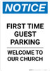 Notice: First Time Guest Parking - Welcome To Our Church Portrait Notice: First Time Guest Parking - Welcome To Our Church Portrait