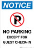 Notice: No Parking Except for Guest Check-In Portrait