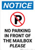 Notice: No Parking In Front Of Mailbox Portrait