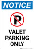 Notice: Valet Parking Only with Icon Portrait Notice: Valet Parking Only with Icon Portrait