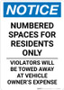 Notice: Numbered Spaces Residents Only Portrait Notice: Numbered Spaces Residents Only Portrait