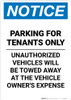 Notice: Parking for Tenants Only - Unauthorized Vehicles Will be Towed Portrait