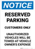 Notice: Reserved Parking Customers Only Portrait