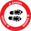 Danger: Shoe Print Right Circular - Floor Sign