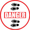 Danger: Shoe Prints Left Circular - Floor Sign