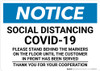 Notice: Social Distancing COVID-19 Please Stand Behind Markers on Floor Landscape - Wall Sign Notice: Social Distancing COVID-19 Please Stand Behind Markers on Floor Landscape - Wall Sign