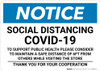 Notice: Social Distancing COVID-19 To Support Public Health Maintain Safe Distance Landscape - Wall Sign