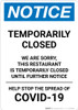 Notice: Temporarily Closed - Restaurant Closed Until Further Notice Portrait - Wall Sign Notice: Temporarily Closed - Restaurant Closed Until Further Notice Portrait - Wall Sign