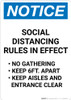 Notice: Social Distancing Rules in Effect Portrait - Wall Sign