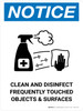 Notice: Clean And Disinfect Frequently with Icon Portrait - Wall Sign Notice: Clean And Disinfect Frequently with Icon Portrait - Wall Sign