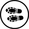 Shoe Print Left Black Circular - Floor Sign