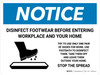 Notice Disinfect Footwear Before Entering with Icon Landscape - Wall Sign Notice Disinfect Footwear Before Entering with Icon Landscape - Wall Sign