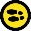 Shoe Print Left Yellow with Black Border Circular v2 - Floor Sign