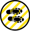 Shoe Print Right Yellow and White Circular - Floor Sign Shoe Print Right Yellow and White Circular - Floor Sign