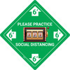 Please Practice Social Distancing - Slots Emoji - Green - Floor Sign