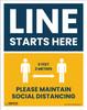 Line Starts Here – Please Maintain Social Distancing (6 Feet 2 Meters) - Poster