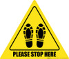 Please Stop Here Shoe Prints Triangle - Floor Sign Please Stop Here Shoe Prints Triangle - Floor Sign