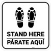 Stand Here Parate Aqui Shoe Prints Bilingual Square - Floor Sign