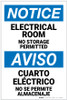 Notice: Electrical Room No Storage Permitted Bilingual Spanish - Label