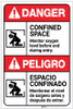 Danger: Confined Space Monitor Oxygen Level Bilingual Spanish - Label