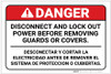 Danger: Disconnect Before Removing Guards or Covers Bilingual Spanish - Label