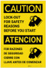 Caution: Lockout For Safety Reasons Before Starting Bilingual Spanish - Label