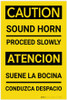 Caution: Sound Horn Proceed Slowly Bilingual Spanish - Label