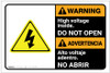 Warning: High Voltage Inside Do Not Open Bilingual Spanish - Label Warning: High Voltage Inside Do Not Open Bilingual Spanish - Label