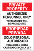 Private Property: Authorized Personnel Only Bilingual Spanish - Label