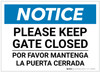 Notice: Bilingual Please Keep Gate Closed Landscape - Label