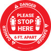 Danger: Please Stop Here 6 Ft Apart Shoe Prints OSHA Circular - Floor Sign Danger: Please Stop Here 6 Ft Apart Shoe Prints OSHA Circular - Floor Sign