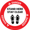 Danger: Stand Here Stay Clear Shoe Prints Circular - Floor Sign Danger: Stand Here Stay Clear Shoe Prints Circular - Floor Sign