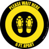 Please Wait Here 6 Ft Apart Shoe Prints Yellow/Black Circular - Floor Sign Please Wait Here 6 Ft Apart Shoe Prints Yellow/Black Circular - Floor Sign