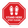 Stand Here Stay Clear Shoe Prints Stop Circular - Floor Sign