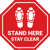 Stand Here Stay Clear Shoe Prints Stop - Floor Sign Stand Here Stay Clear Shoe Prints Stop - Floor Sign