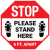 STOP: Please Stand Here 6 Ft. Apart Shoe Prints Stop - Floor Sign STOP: Please Stand Here 6 Ft. Apart Shoe Prints Stop - Floor Sign