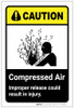 Caution: Compressed Air - Improper Release Could Result in Injury ANSI Portrait - Label