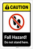 Caution: Fall Hazard - Do Not Stand Here ANSI Landscape - Label