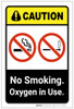 Caution: No Smoking Oxygen In Use ANSI Portrait - Label