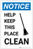 Notice: Help Keep This Place Clean with Icon Portrait - Label Notice: Help Keep This Place Clean with Icon Portrait - Label