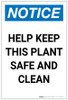 Notice: Help Keep This Plant Safe and Clean Portrait - Label Notice: Help Keep This Plant Safe and Clean Portrait - Label
