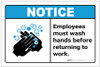 Notice: Employees Wash Hands ANSI Landscape - Label