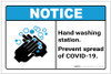 Notice: Hand Washing Station Prevent COVID-19 ANSI Landscape - Label