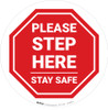 Please Step Here Stay Safe STOP Circular - Floor Sign