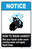 Notice: How To Wash Hands Wet Your Hands ANSI Portrait - Label