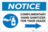 Notice: Complimentary Hand Sanitizer For Your Usage - Right Arrow Landscape - Label