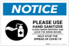 Notice: Please Use Hand Sanitizer - Leave Germs Behind Landscape - Label